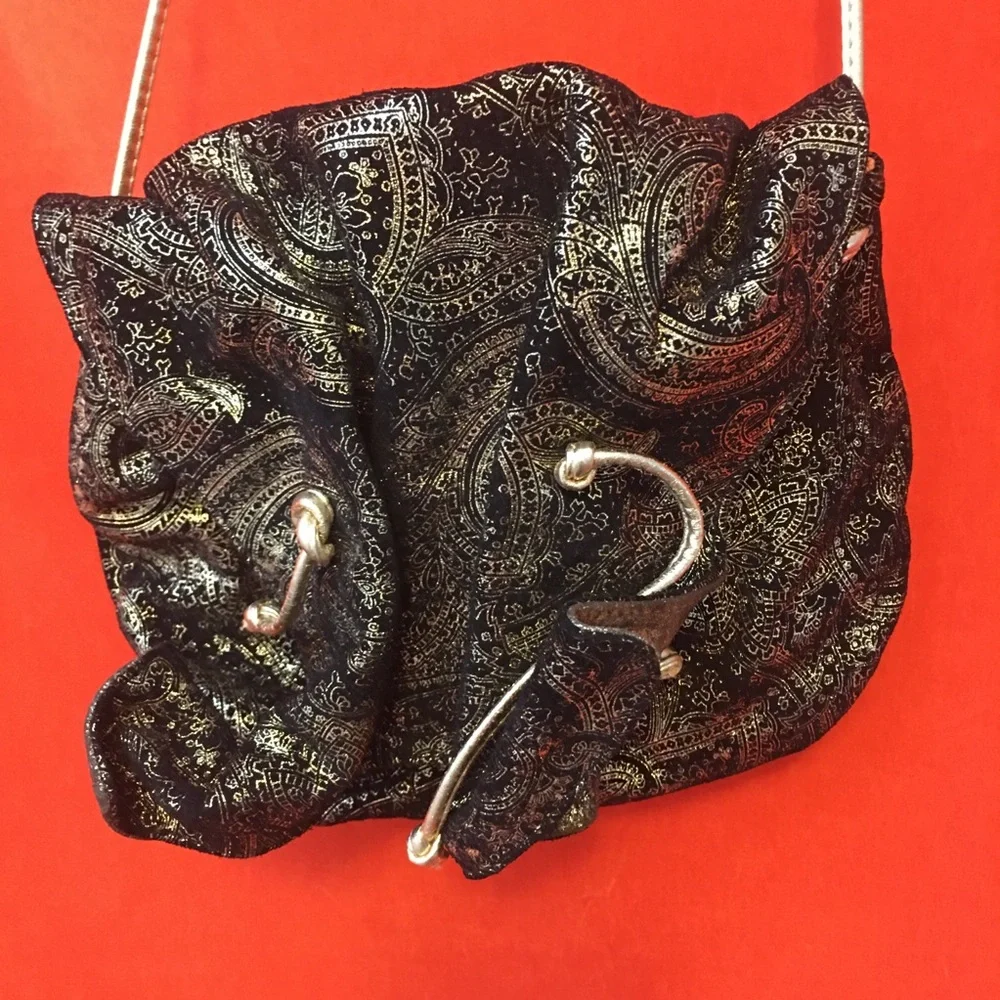 Carlos Falchi vintage 80s suede metallic shoulder bag